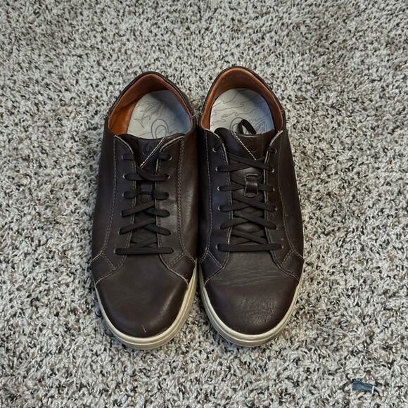 OLUKAI Kahu Pahaha Leather Sneakers Men's Size 10 Brown Lace Up - Picture 2 of 9
